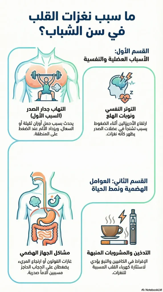 انفوجراف يوضح ما سبب نغزات القلب في سن الشباب
